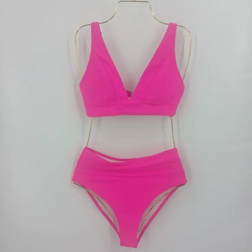 womans hot pink barbie bikini swimwear size small two piece beach summer swim